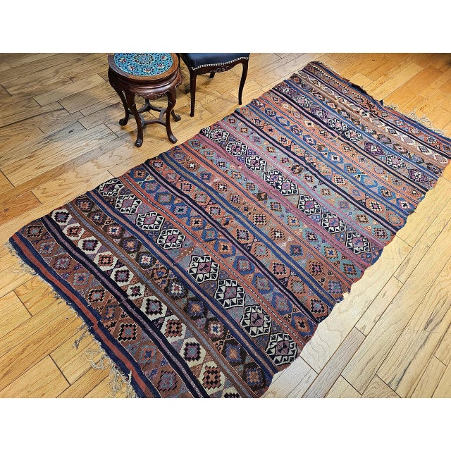 Antique Caucasian Shirvan Kilim, Handwoven Wool, Allover Geometric Pattern, 1880s, 5' x 10' For Sale In Chicago - Image 6 of 16