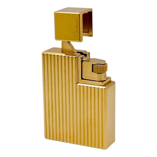 Gold-Plated Pocket Lighter with Engine-Turned Decoration from Cartier For Sale