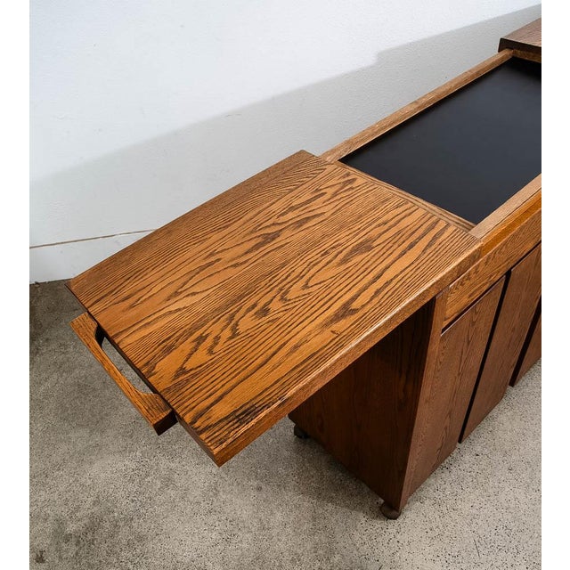 1960s Mid Century Modern Bar Cart Cabinet Conant Ball Expanding Top Storage Rolling For Sale - Image 10 of 12