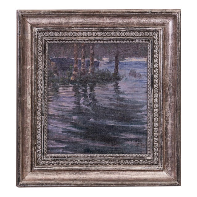 Frederik Larsen-Saerslov, Birken Am Teich, Oil on Canvas, Framed For Sale