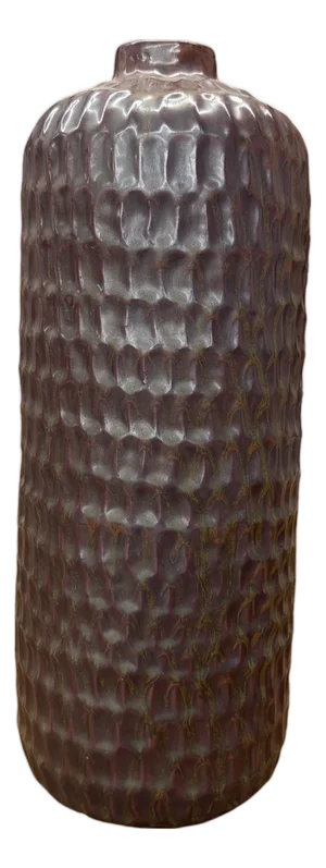 Textured Ceramic Vase in Reddish-Brown & Olive Green Finish