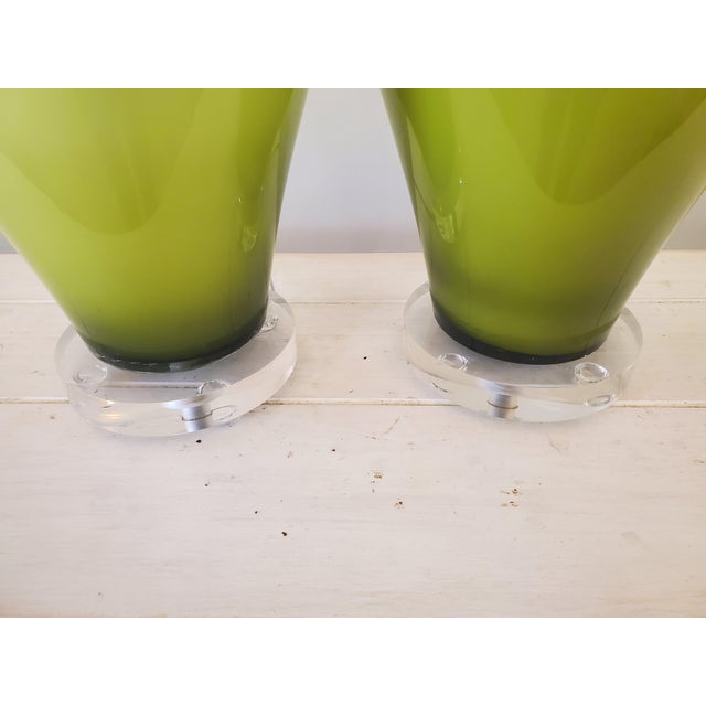 Modern 1990s Green Glass Table Lamps For Sale - Image 3 of 3