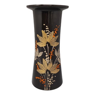 Vase in Hand-Painted Brown Ceramic, Italy, 1970s For Sale