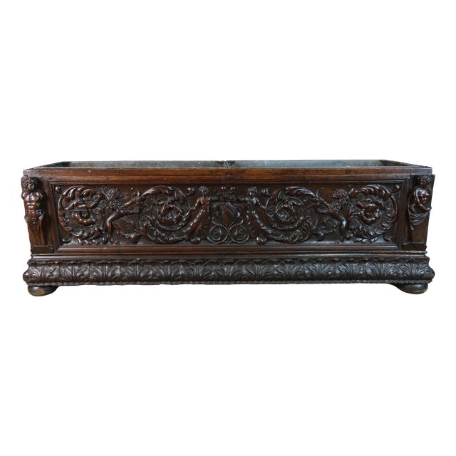 Renaissance Planter in Carved Walnut For Sale