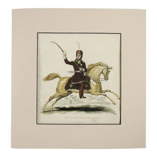 1815 Cossack Soldier on White Horse Equestrian Etching For Sale