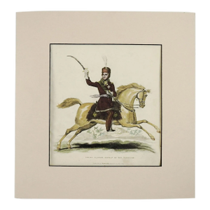 1815 Cossack Soldier on White Horse Equestrian Etching