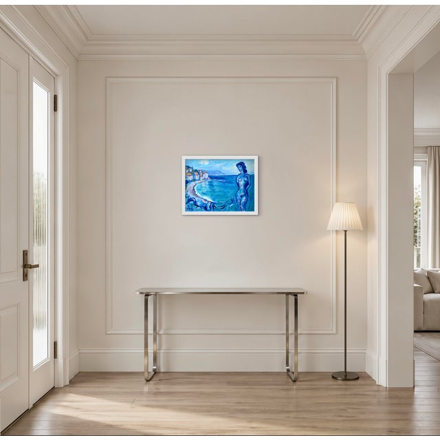 2020s By the Blue Sea - Impressionistic Figure Seascape Oil Painting For Sale - Image 5 of 11