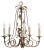 Italian, five arm chandelier handpainted in a gray beige finish with central oak leaf spiral & twisted rope leading to...
