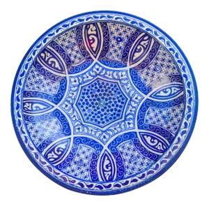 Blue Ceramic Wall Plate W/ Motif