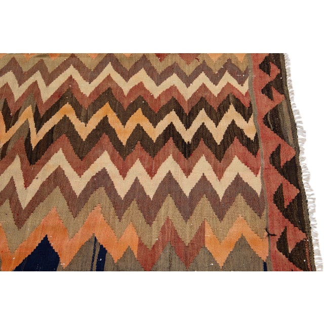 1960s Vintage Turkish Kilim Multicolor Handmade Geometric Wool Rug For Sale In New York - Image 6 of 10