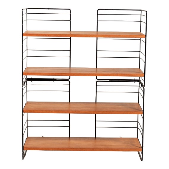 Scandinavian Freestanding Modular Bookcase in Teak and Metal, 1960s For Sale