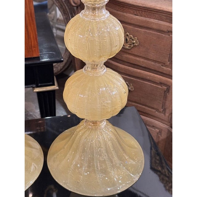 Gold Murano Glass Ball Form Lamps For Sale - Image 4 of 7