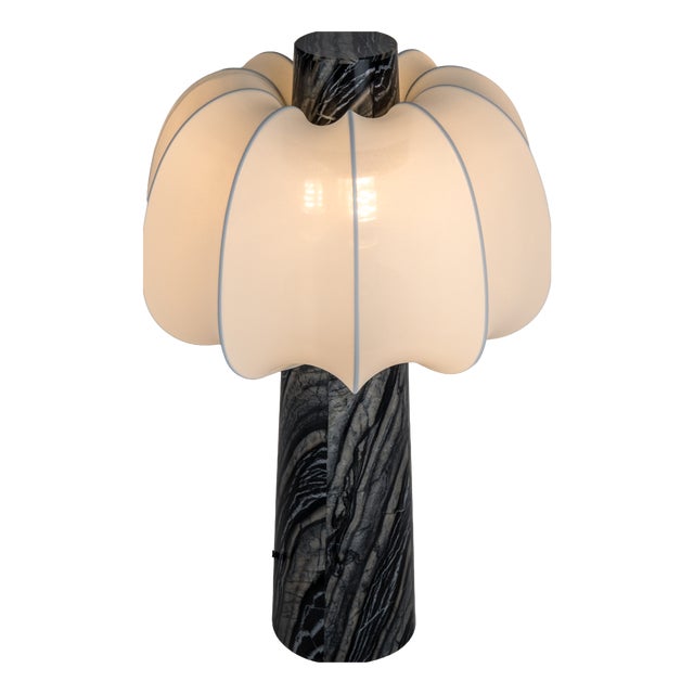 Grenadilla Black Marble and Fabric Table Lamp by ZAVADKSI, 2020 For Sale