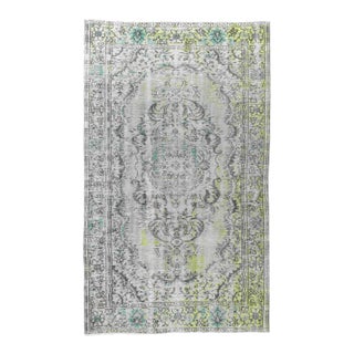 Vintage Green Turkish Oushak Rug - 5`7" X 9`3" For Sale