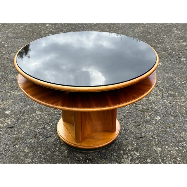 Round Art Deco Coffee Table with Glass, 1930s For Sale - Image 3 of 6