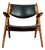 Scandinavian CH28 Chair in Teak and Black Leather by Hans Wegner for Carl Hansen, 1950s For Sale