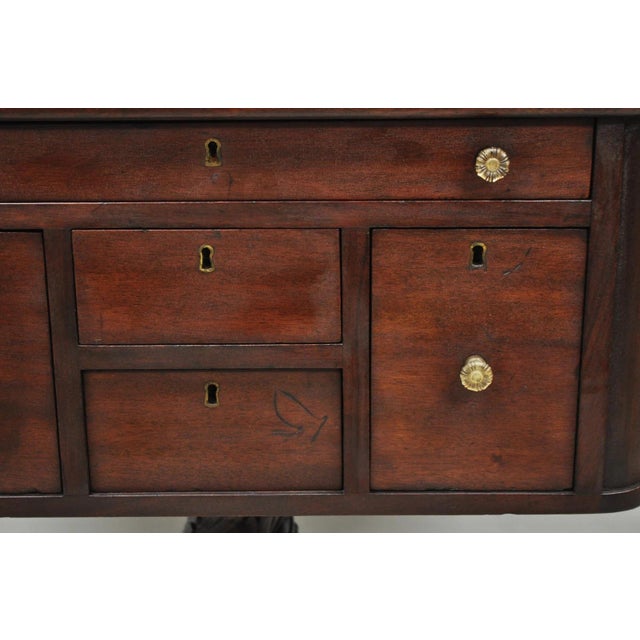 Wood Antique American Empire Carved Paw Foot Pedestal Base Work Stand Side Table For Sale - Image 7 of 18