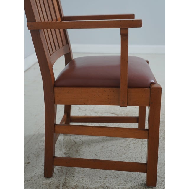 Set of 6 Mission Style Leather Seat Dining Chairs For Sale - Image 12 of 18