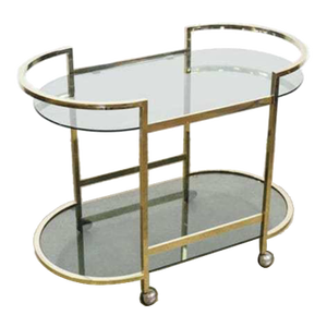 Vintage Brass and Smokey Glass Bar Cart