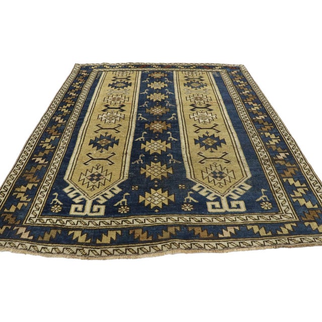Mid-Century Modern Vintage Caucasian Shirvan Prayer Rug - 04'05 X 05'02 For Sale - Image 3 of 10