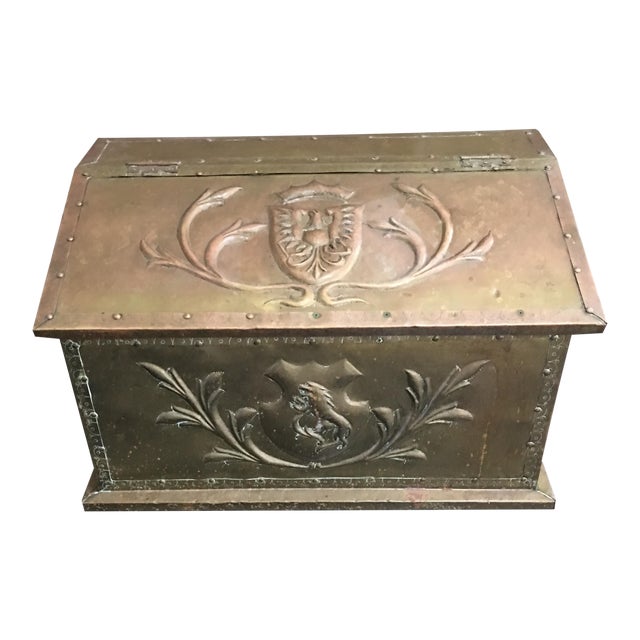 Antique English Brass Fire Wood Log Box Chairish