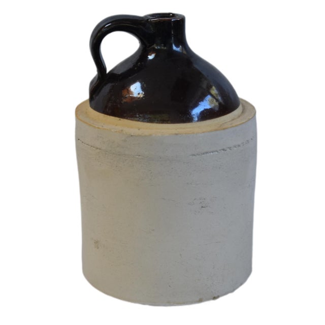 Late 19th Century Antique Two-Tone Stoneware Whiskey Moonshine Jug With Handle For Sale - Image 5 of 5