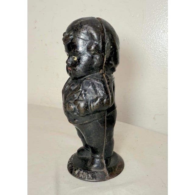 Metal Rare Antique 19th Century 1880's Painted Cast Iron Middy Boy Coin Still Bank For Sale - Image 7 of 10