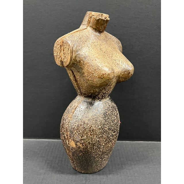 Figurative Late 20th Century Carved Wood Female Torso Sculpture For Sale - Image 3 of 10