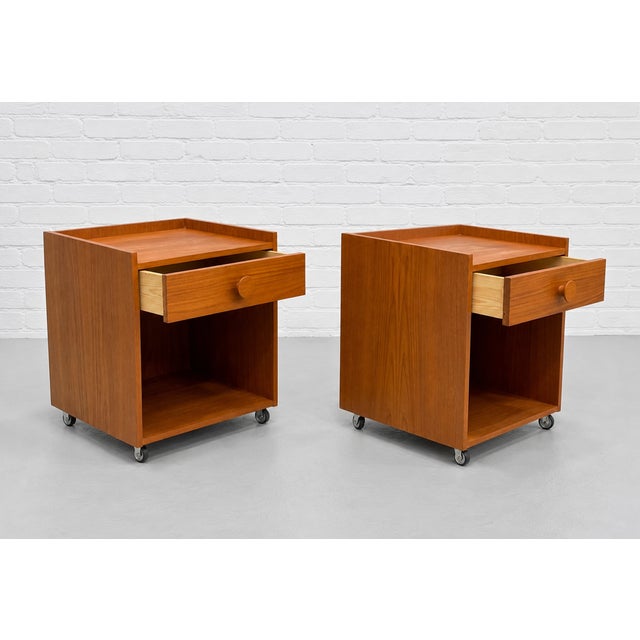 Pair of Danish Mid Century Modern Teak Nightstands, C. 1960's For Sale In New York - Image 6 of 14