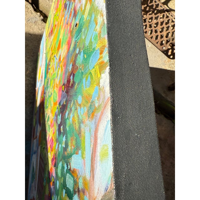 Abstract Expressionist Table in Garden Original Oil Painting Hartman For Sale - Image 3 of 6