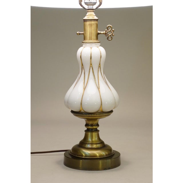 Stiffel 1960s Stiffel Hollywood Regency Blown Oplaescent Glass Brass Table Lamp Murano For Sale - Image 4 of 11