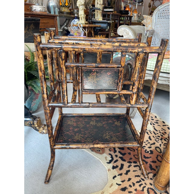 Late 19th Century Antique British Colonial Magazine Rack, Bamboo & Lacquer, 1890s For Sale - Image 5 of 17