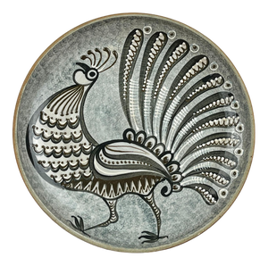 Vintage West German Pottery Wall Plate with Rooster Design, 1970s