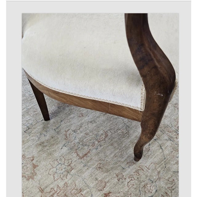 Cream Early 1900s Napoleon III Armchair Style Gilded Walnut Armchair, New Upholstery For Sale - Image 8 of 12