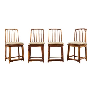 Set of Four Chinese Provincial Spindleback Elm Dining Chairs For Sale