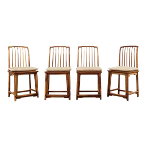 Set of Four Chinese Provincial Spindleback Elm Dining Chairs