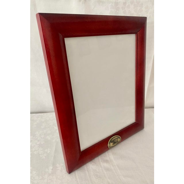 Vintage Burnes of Boston Cherry Wood 8x10 Frame With Brass Baby Shoes Motif Excellent Condition. For Sale - Image 9 of 15