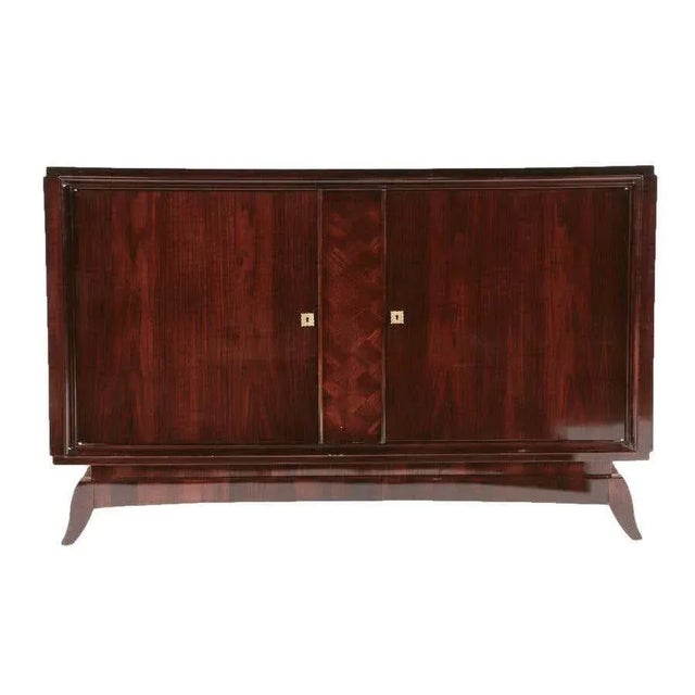 Wood Mid-Century Modern Hollywood Regency Inlaid Rosewood Credenza, French, C.1930 For Sale - Image 7 of 7
