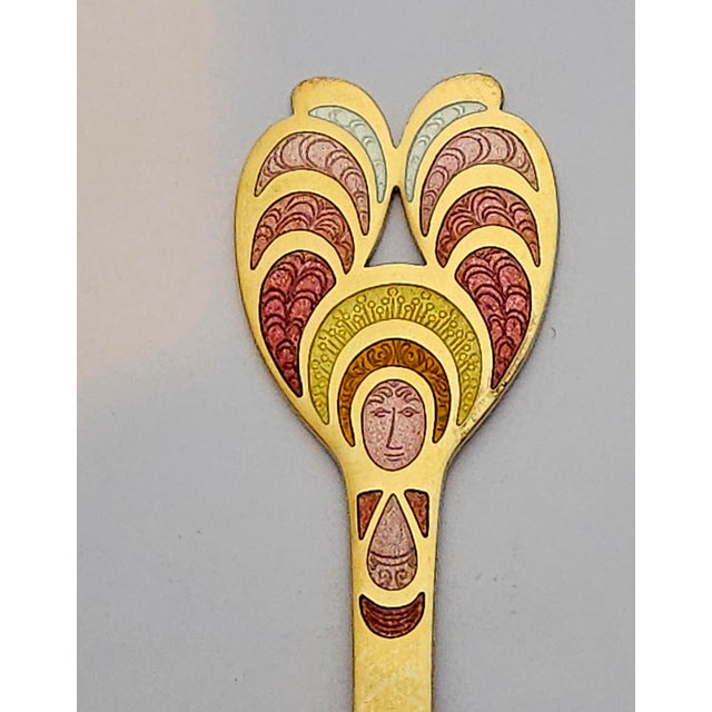 Mid-Century Modern 1972 Anton Michelsen Gilt Sterling Silver Enamel Christmas Spoon, Bjørn Wiinblad For Sale - Image 3 of 5