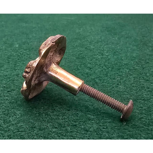 Set of 12 Solid Brass Mid-Century Floral Cabinet Knobs With Original Screws For Sale - Image 4 of 4