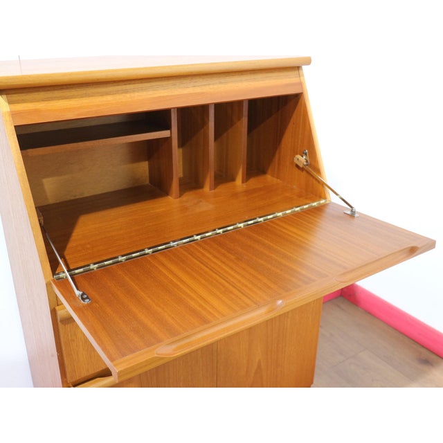 Mid Century Modern Vintage Teak Secreataire Desk For Sale In Greensboro - Image 6 of 12