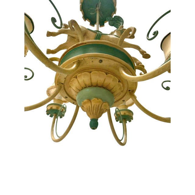 Tan Mid 20 Century Chandelier Carousel Horse 6 Arms Light Fixture Vintage French Whimsical Decor For Sale - Image 8 of 8