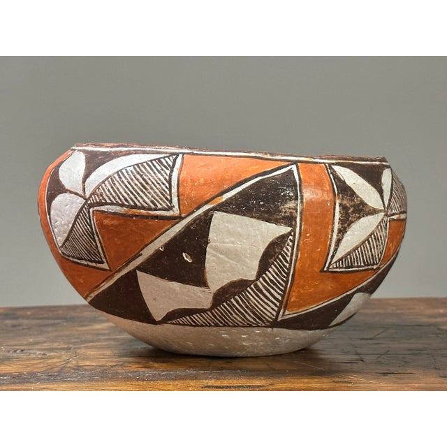 Tribal Antique Polychrome Native Acoma Pottery Bowl For Sale - Image 3 of 9