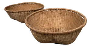 Hand-Woven Wicker Baskets, Japan, 1940s, Set of 2