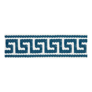 Sample - Schumacher Etienne Silk Greek Key Trim Narrow in Navy For Sale