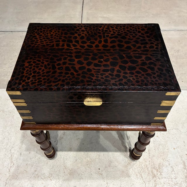 Leather Wrapped Accent Table Jewelry Box in Faux Bamboo From Lineage Home Furnishings Philippines For Sale - Image 10 of 12
