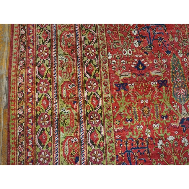 Red 1850s Red Antique Large Cypress Tree Tribal Afshar Knotted Wool Gallery Rug For Sale - Image 8 of 9