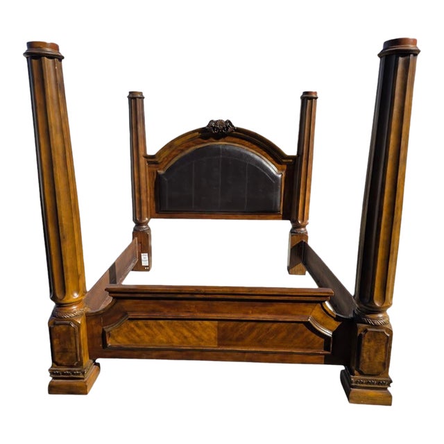 Tall Traditional King Four Poster Bed, 83”h For Sale
