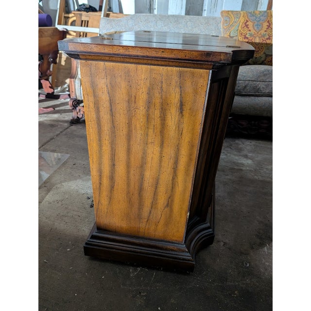 Brown Century Furniture Walnut Flip-Top Bar Cabinet Server With Black Laminate For Sale - Image 8 of 15