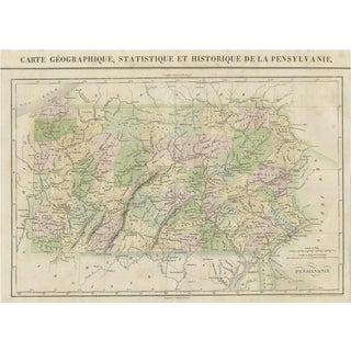 French Geographical Map of Pensylvania, 1825 For Sale